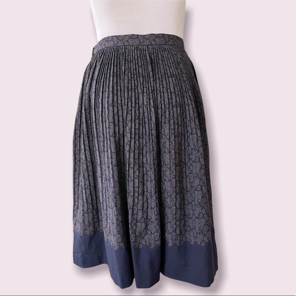 Vintage New York Now Hanasaki Navy Paisley Midi Skirt - Picture 3 of 4